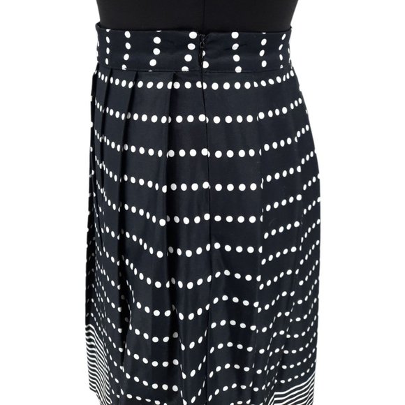 J.O.A. Los Angeles Black White Polka Dot Striped Pleated A-line Skirt Size S - Picture 5 of 10